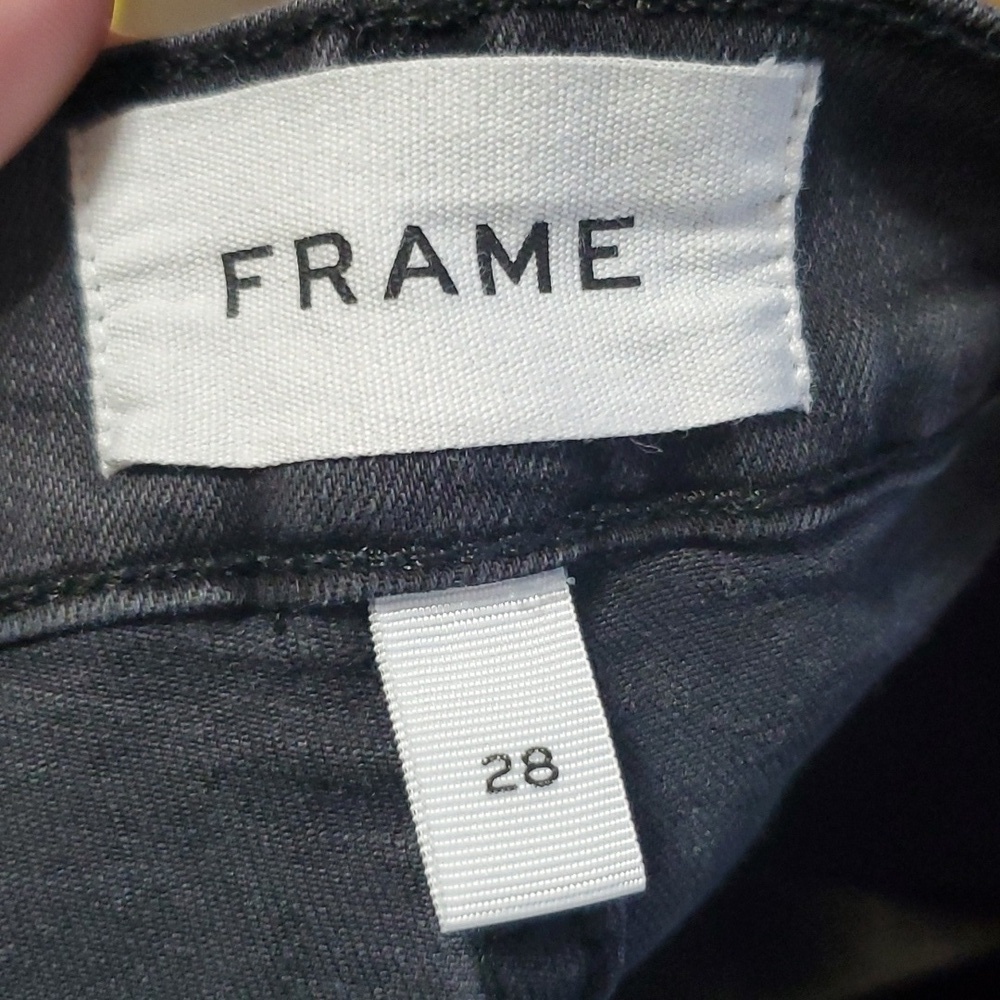 Frame le-high skinny crop black wash denim jeans - Picture 4 of 7